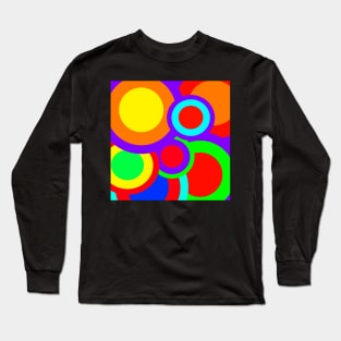 colorful circular retro sixties pop art pattern Long Sleeve T-Shirt